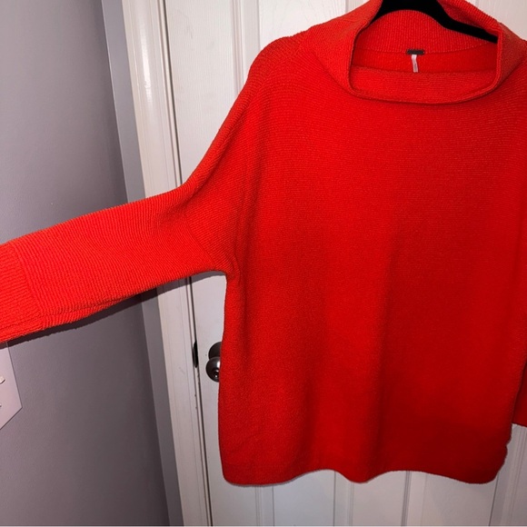 Free People Oversized Orangish-Red Mock Neck Sweater - Picture 12 of 16